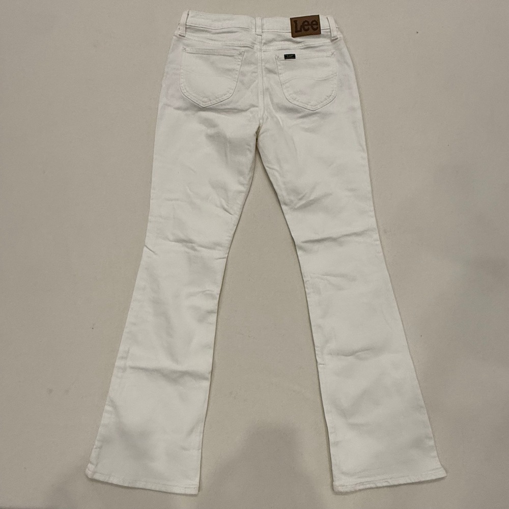 Lee Womens White Flare Jeans Mid Rise Stretch Bootcut Denim Pants 6 Medium